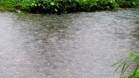 Thailand Chiang Rai Rain on Running River Stream
