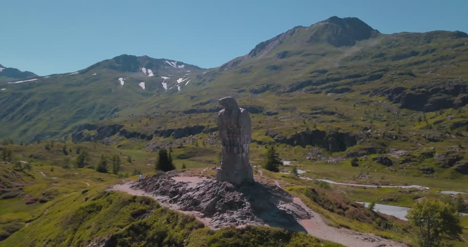 Stone Eagle Monument guarding the top valley of Simplon Pass