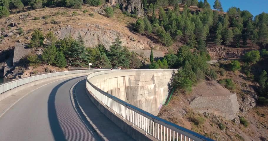 Cyclist riding in a reservoir.
