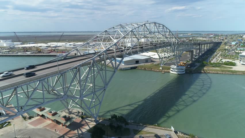 This video is about an aerial view of the Corpus Christi Harbor Bridge on a sunny day. This video was filmed in 4k for best image quality. Royalty-Free Stock Footage #1016030440