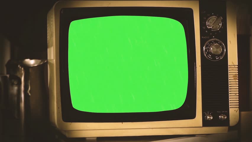 Retro Tv with Green Screen. Stock Footage Video (100% Royalty-free