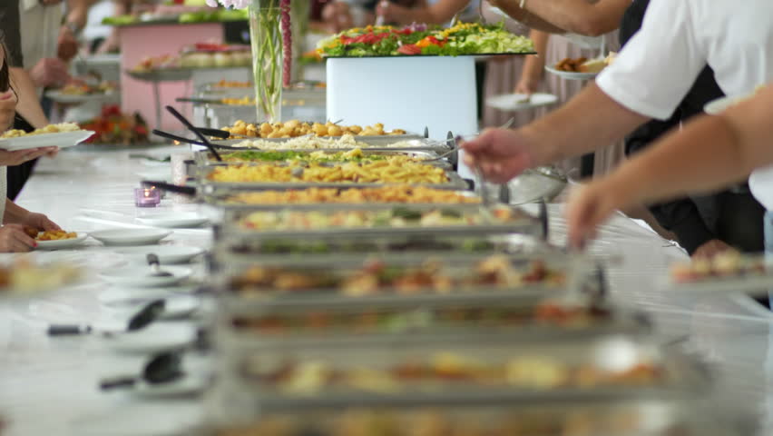 Buffet food. catering food party at restaurant. | Shutterstock HD Video #1016058895