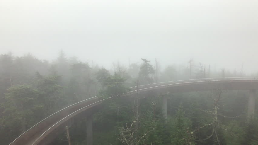 Inside blowing clouds on a mountain top