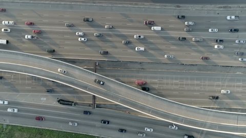 This video is about an aerial view of cars on freeway in Houston, Texas. This video was filmed in 4k for best image quality.