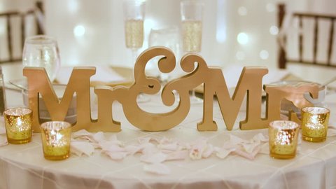 Mr and Mrs Sign at Wedding Reception