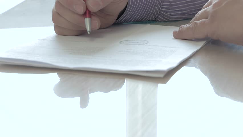 Signature document. Manager Signs Contract Royalty-Free Stock Footage #1016085934
