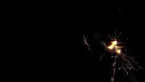 1920x1080. Very Nice Sparkler Fire Flame Burning with Black Background Video.