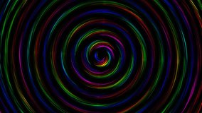 Dark rainbow color spiral spinning in a rotating spiraling seamless repeating loop CGI high definition backdrop motion graphics video clip