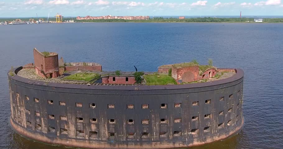 Aerial view of the Fort Alexander I or Plague Fort near Kronstadt, Russia.