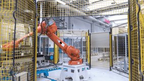 Automated industrial robot, 4th industrial revolution. 4k time lapse video