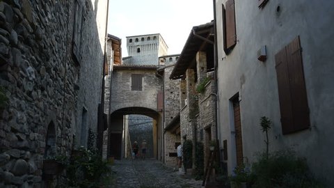 Torrechiara castle, Italy,2018 july, the village inside the fortress