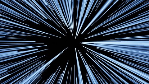 Slowing flying through space then jumping into hyperspace at light speed then coming back out of hyperspace.