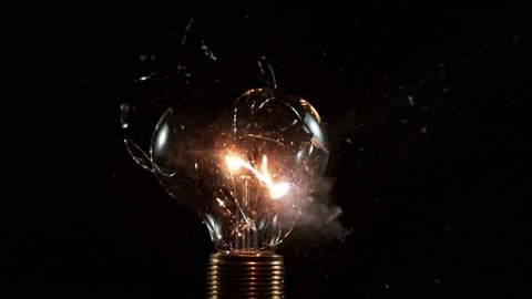 Super slow motion shot of bulb explosion, shooted with high speed cinema camera at 2000 fps.