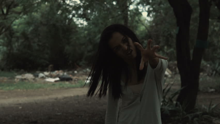 zombie girls run to camera scene shot for Halloween theme concept.