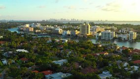 Aerial scene Miami Beach stock footage