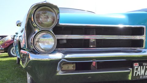 Front lights of a retro car.