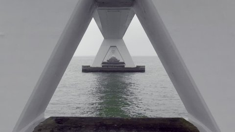 Zeelandbrug Bridge Underside View of the Longest Bridge in the Netherlands on a Foggy Day
