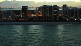 4k aerial Miami Beach evening shot