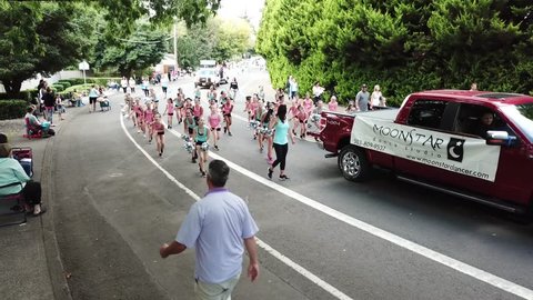 Beaverton, Oregon/USA - September 8 2018: Happy dancers perform in the parade.