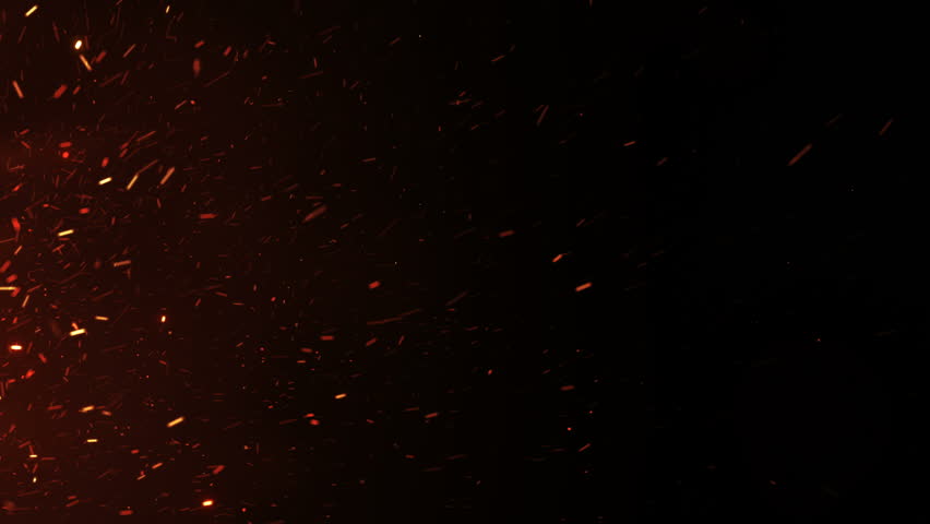 Beautiful Burning Hot Sparks Rising from Large Fire in Night Sky. Abstract Isolated Fire Glowing Particles on Black Background Slow Motion. Looped 3d Animation. Moving Side. 4k Ultra HD 3840x2160. | Shutterstock HD Video #1016205694
