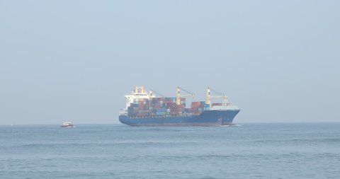 Ship in the sea at Harbor Cochin Kerala India 24th Feb 2018