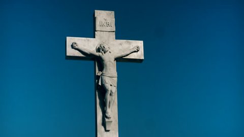 Santiago de Cuba / Cuba - July 17 2018: Jesus on the Cross Cuba Santiago de Cuba Santa Ifigenia Cemetery 