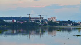 4K time lapse video of Kwan Phayao lake in the evening time, Thailand.