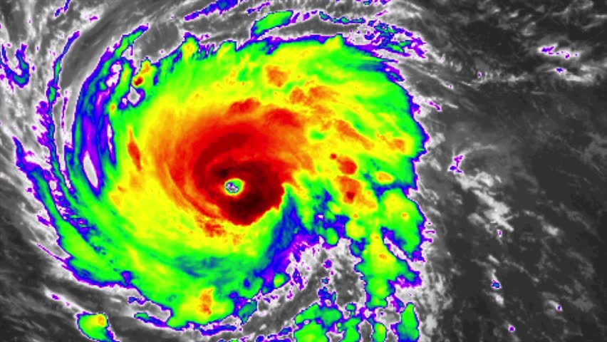 Hurricane Florence on radar and satellite screen  Royalty-Free Stock Footage #1016212648