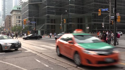 Toronto, Ontario, Canada August 2018 Toronto pedestrian transit and commuter traffic downtown on king street