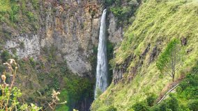 Indonesia - 20 August, 2018: Sipisopiso waterfall in northern Sumatra, Indonesiain North Sumatra, Indonesia