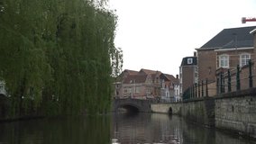 Beautiful cityscape and Leie river at Ghent, Belgium