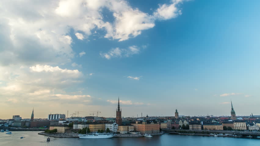 Beautiful Sunset over Stockholm Sweden Time Lapse