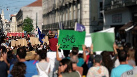 Climate Change March Europe. People worldwide demanding real climate action from their local leaders. Lisbon, Portugal