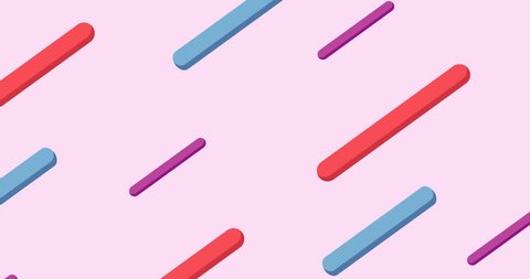 Diagonal motion colorful lines on pink background 4k