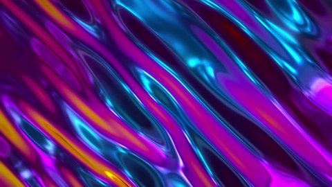 3d render, abstract holographic foil background, wavy surface, ripples, trendy vibrant texture, fashion textile, neon colors, graphic design, animated texture.