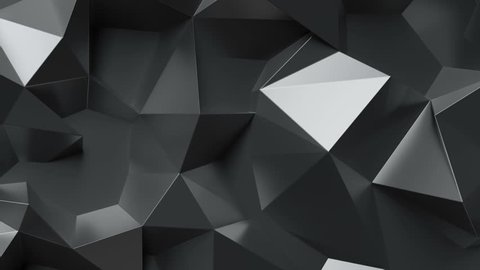 3d render, black abstract crystal  fashion background, crystallization, low polygonal intro, seamless looping, morphing