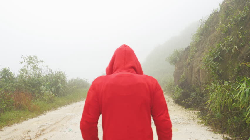 man in red hoodie