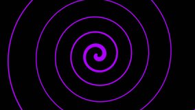 Purple spiral spinning in a rotating wheel with a seamless loop rotation in a CGI high definition backdrop motion video clip with black background
