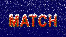 New Year text text MATCH. Snow falls. Christmas mood, looped video. Alpha channel Premultiplied - Matted with deep blue RGB(04:00:5B)