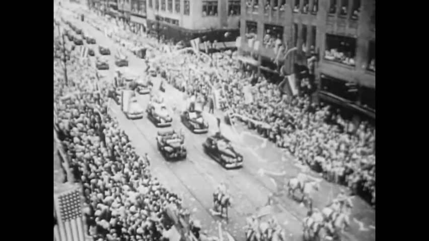 CIRCA 1940s - After a long fight, American troops win battle at Okinawa in the final days of WWII.