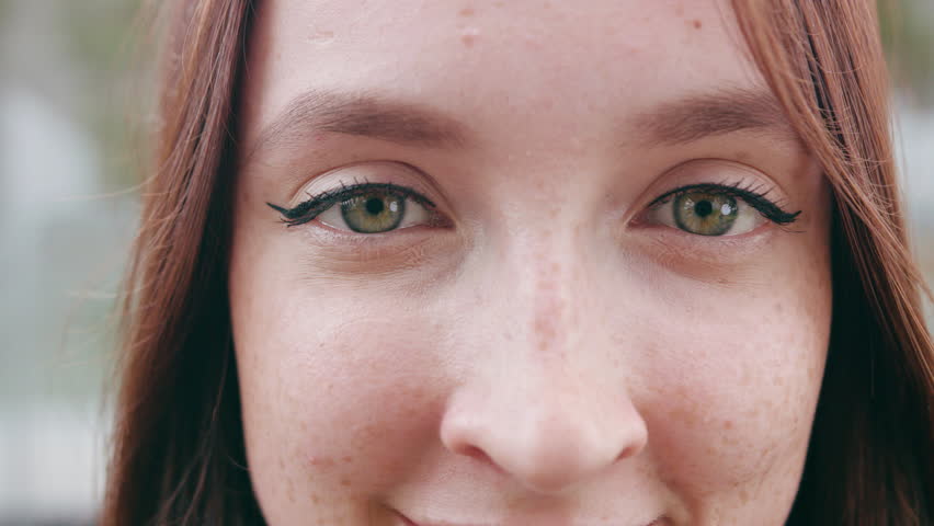 A close-up of a young woman's eyes. Macro close-up shot | Shutterstock HD Video #1016274637