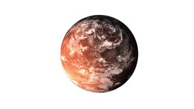 Fictional red planet with atmosphere rotating on white background isolated. 4K video footage. Elements of this image furnished by NASA