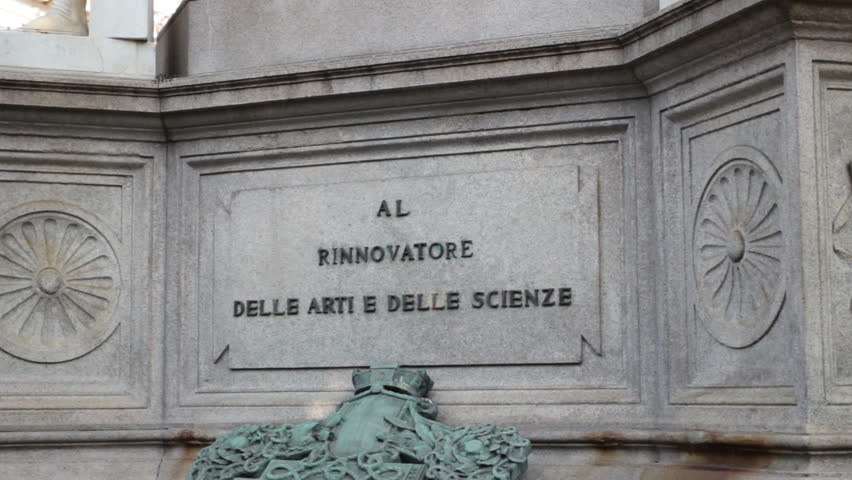 Milan, Leonardo Da Vinci famous inventor Marble Statue Basement