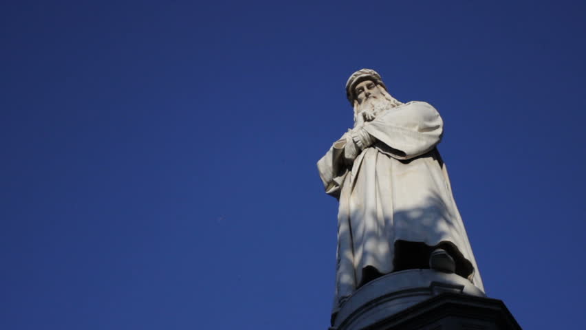 Milan, Leonardo Da Vinci famous inventor Marble Statue