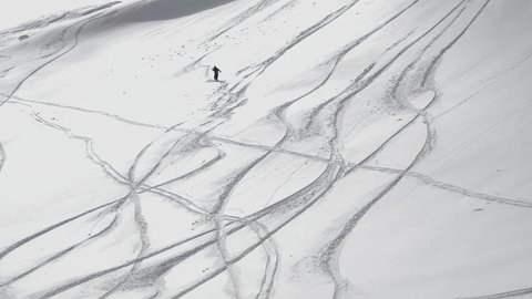 Snowboarder riding in powder snow at mt. Zao Yamagata Prefecture