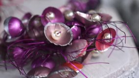 Purple clip on flower art