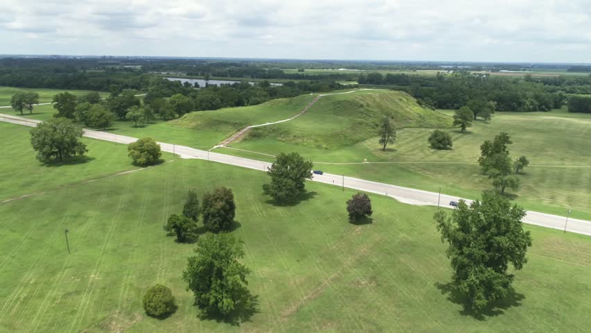 This video is about an aerial view of the Historic Cahokia Mounds in Collinsville, Illinois. A pre Columbian Native American city directly across the Mississipi River from modern St. Louis, Missouri.