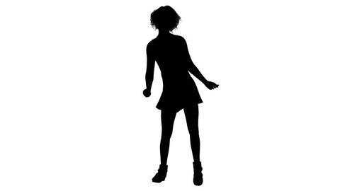 Silhouette of a dancing young girl. Alpha channel. Alpha matte. FullHD.