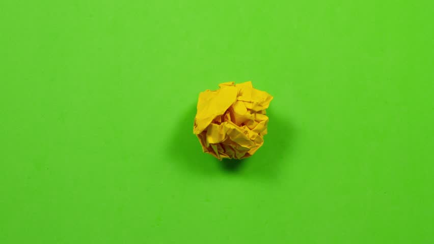 stop motion animation paper wrinkles making a paper ball, with luma matte / alpha channel