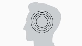 Human head silhouette with mental labyrinth. Creative concept. HD animation